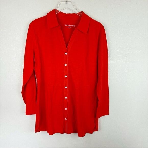 Soft Surroundings Orange Button Down Blouse Top Medium - Picture 1 of 7